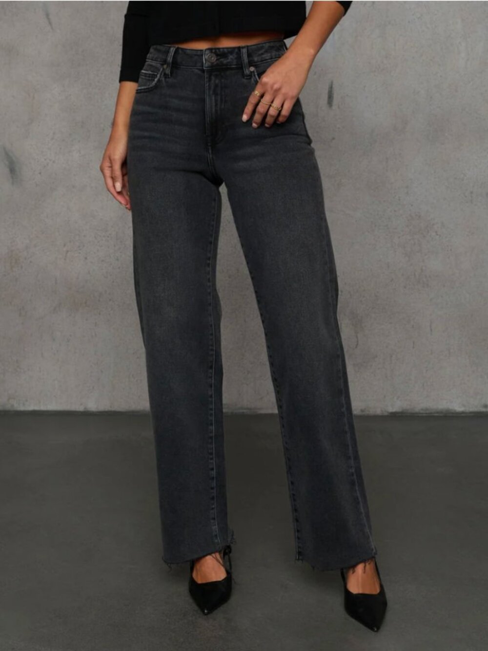 Dusky Charm Stretch High Rise Straight Leg Raw Hem Jeans | Vici